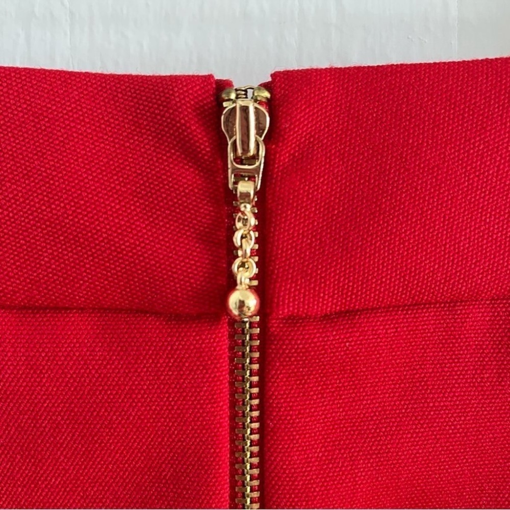 Kate Spade New York Red Wool Button Front Pencil Skirt | Size 10 - Picture 2 of 12